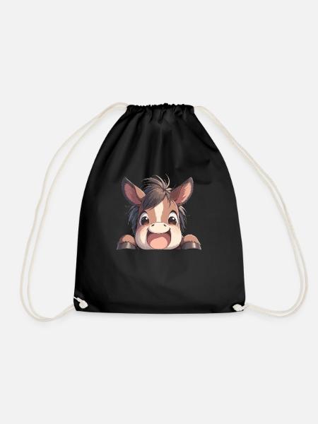 Horses Horse - Drawstring Bag - black