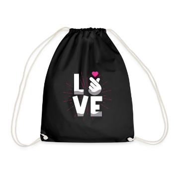 Love Expression Hand Gestures Heart - Drawstring Bag - black - Front
