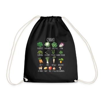 January Collage of seasonal fruit and vegetables - Drawstring Bag - black - Front