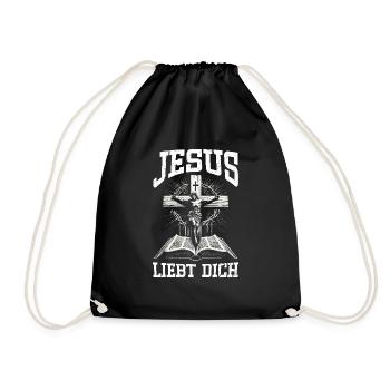 Jesus Christian Catholic Believers Worship Service - Drawstring Bag - black - Front