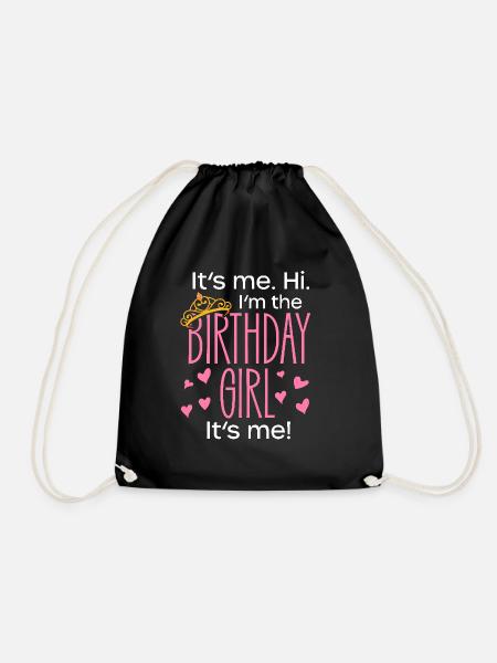 birthday girl omg she's so poetic - Drawstring Bag - black
