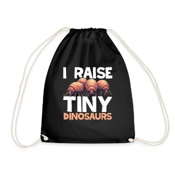 Isopod Lover Entomologist Dinosaur Rollie Pill bug - Drawstring Bag - black - Front