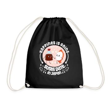Sushi Lover Happines Is Date Sushi - Drawstring Bag - black - Front
