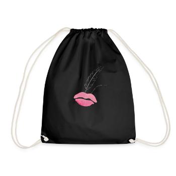 Lèvres aquarelle avec plume - Sac de sport léger - noir - Devant