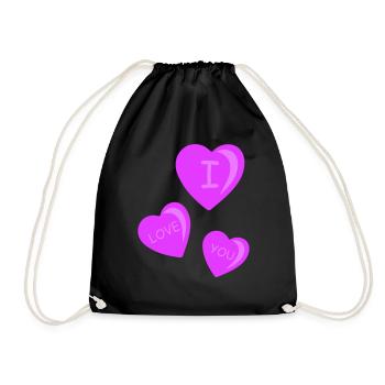 hearts i love you - Drawstring Bag - black - Front