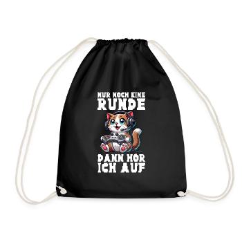 Just one more round, then I'll listen to cats - Drawstring Bag - black - Front