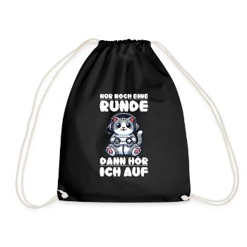 Just one more round, then I'll listen to cats - Drawstring Bag - black - Front