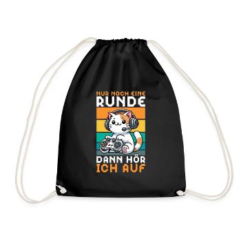 Just one more round, then I'll listen to cats - Drawstring Bag - black - Front