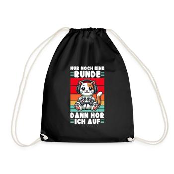 Just one more round, then I'll listen to cats - Drawstring Bag - black - Front