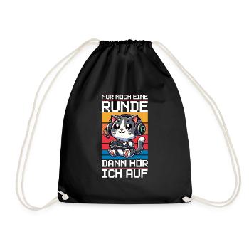 Just one more round, then I'll listen to cats - Drawstring Bag - black - Front