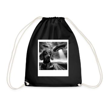 Dachshund Dog Mom Dad Funny Graphic Selfie UFOs We - Turnbeutel - Schwarz - Vorne