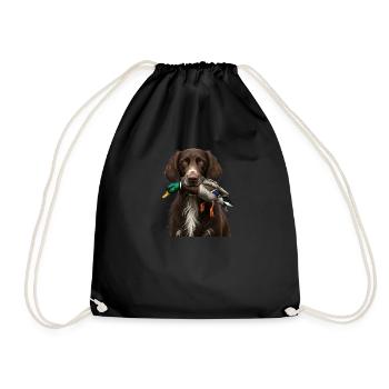 Deutsch Langhaar I Jagdhund Vorstehhund Motiv für - Turnbeutel - Schwarz - Vorne