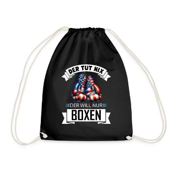 He doesn't do anything, he just wants boxing, funny gift - Drawstring Bag - black - Front