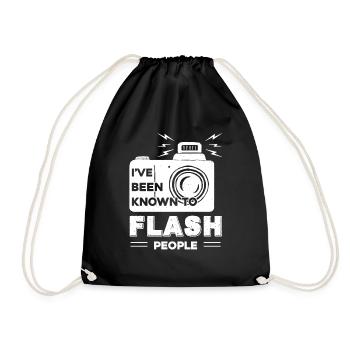 Photographer Known To Flash People - Drawstring Bag - black - Front