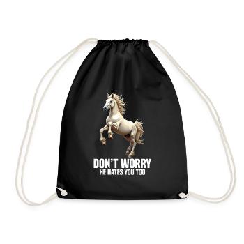 Horse Owner Don ́t worry he hates you too Haflinger - Drawstring Bag - black - Front