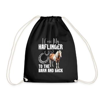 Haflinger à l’écurie et au dos du propriétaire de chevaux Equestrian - Sac de sport léger - noir - Devant