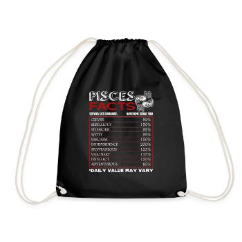 Pisces Facts Shirts Sign Of Zodiac Horoscope - Drawstring Bag - black - Front