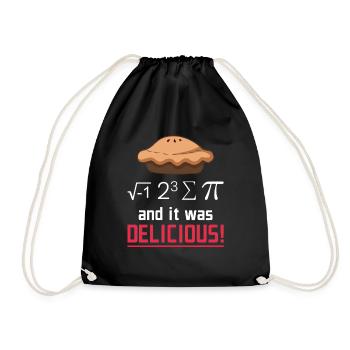 Pi Day: It Was Delicious Math Humor - Drawstring Bag - black - Front