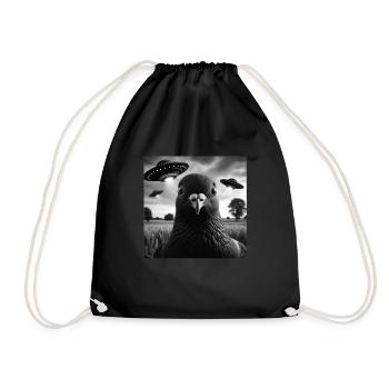 pigeon colombe drôle selfie graphique avec des ovnis étrange a - Sac de sport léger - noir - Devant