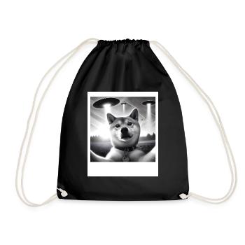 Shiba Inu Dog Dad Mom Funny Graphic Selfie UFOs We - Turnbeutel - Schwarz - Vorne