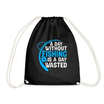 Fishing - A Day Without Fishing is a day - Drawstring Bag - black - Front