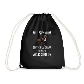 Deutsch Langhaar I Jagdhund Vorstehhund Motiv für - Turnbeutel - Schwarz - Vorne