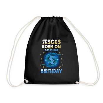 Pi Day Pisces born on 3.14 Birthday - Drawstring Bag - black - Front