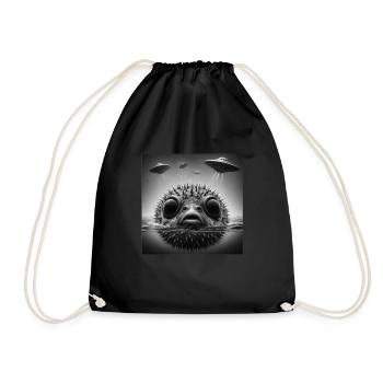 Puffer2 Fish Selfie graphique drôle avec des OVNI étranges - Sac de sport léger - noir - Devant