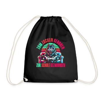Né pour jouer Forcé d’aller à l’école Loup - Sac de sport léger - noir - Devant