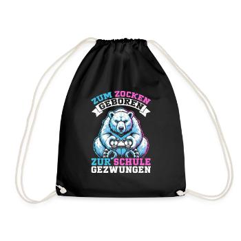 Né pour jouer, forcé d’aller à l’école, ours polaire - Sac de sport léger - noir - Devant