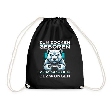 Né pour jouer, forcé d’aller à l’école, ours polaire - Sac de sport léger - noir - Devant