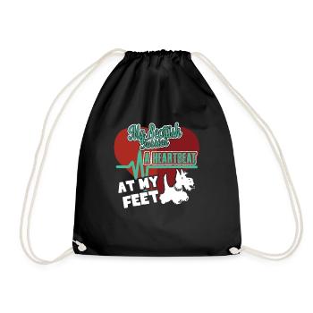 Scottish Terrier Dog A Heartbeat At My Feet - Drawstring Bag - black - Front