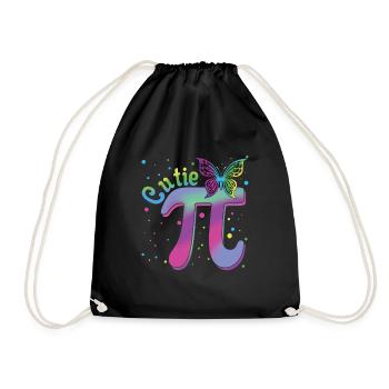 Cutie Pi Day for Math Fans with Butterfly - Drawstring Bag - black - Front