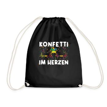 Fasching Konfetti Im Herzen - Turnbeutel - Schwarz - Vorne