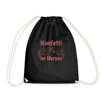 Karneval Konfetti Im Herzen - Turnbeutel - Schwarz - Vorne