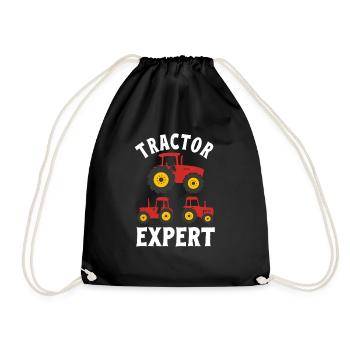 Farm Tractor Expert Farmer Boy Toddler Gift Idea - Drawstring Bag - black - Front