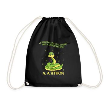 Pi-Tag Fun: What do you call a 3.14 meter long - Drawstring Bag - black - Front
