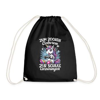Née pour jouer Forcée d’aller à l’école Licorne - Sac de sport léger - noir - Devant