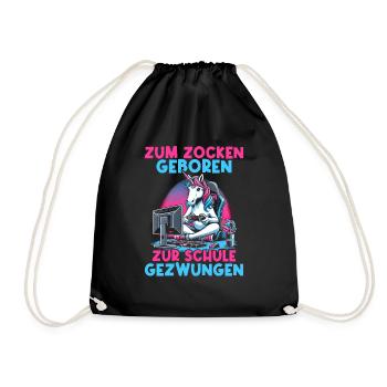 Née pour jouer Forcée d’aller à l’école Licorne - Sac de sport léger - noir - Devant