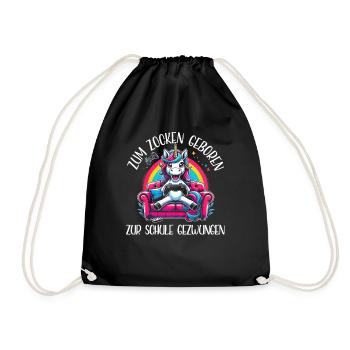 Née pour jouer Forcée d’aller à l’école Licorne - Sac de sport léger - noir - Devant