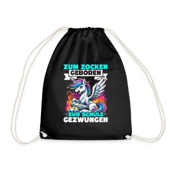 Née pour jouer Forcée d’aller à l’école Licorne - Sac de sport léger - noir - Devant
