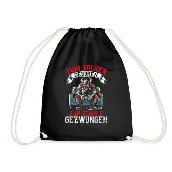 Born to gamble Forced to go to school Vikings - Drawstring Bag - black - Front