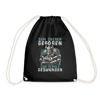 Born to gamble Forced to go to school Vikings - Drawstring Bag - black - Front