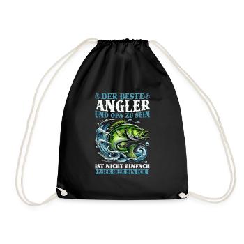 Angler Fishing Rod Funny Fisherman Hobby Fisherman - Drawstring Bag - black - Front
