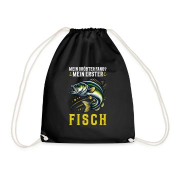 Angler Angelrute Witziges Fischer Hobbyfischer - Turnbeutel - Schwarz - Vorne