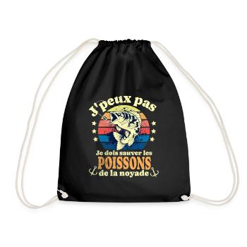 j peux pas je dois sauver les poissons pêche - Sac de sport léger - noir - Devant