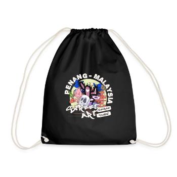 Mural in Penang - Drawstring Bag - black - Front