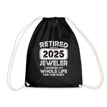 Retired Jeweler 2025 - Drawstring Bag - black - Front