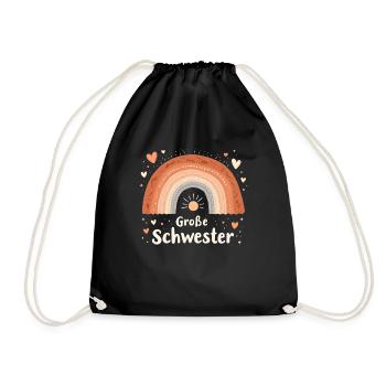 Große Schwester Regenbogen Boho - Turnbeutel - Schwarz - Vorne