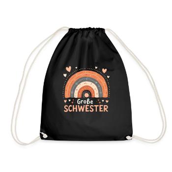 Große Schwester Regenbogen Boho - Turnbeutel - Schwarz - Vorne